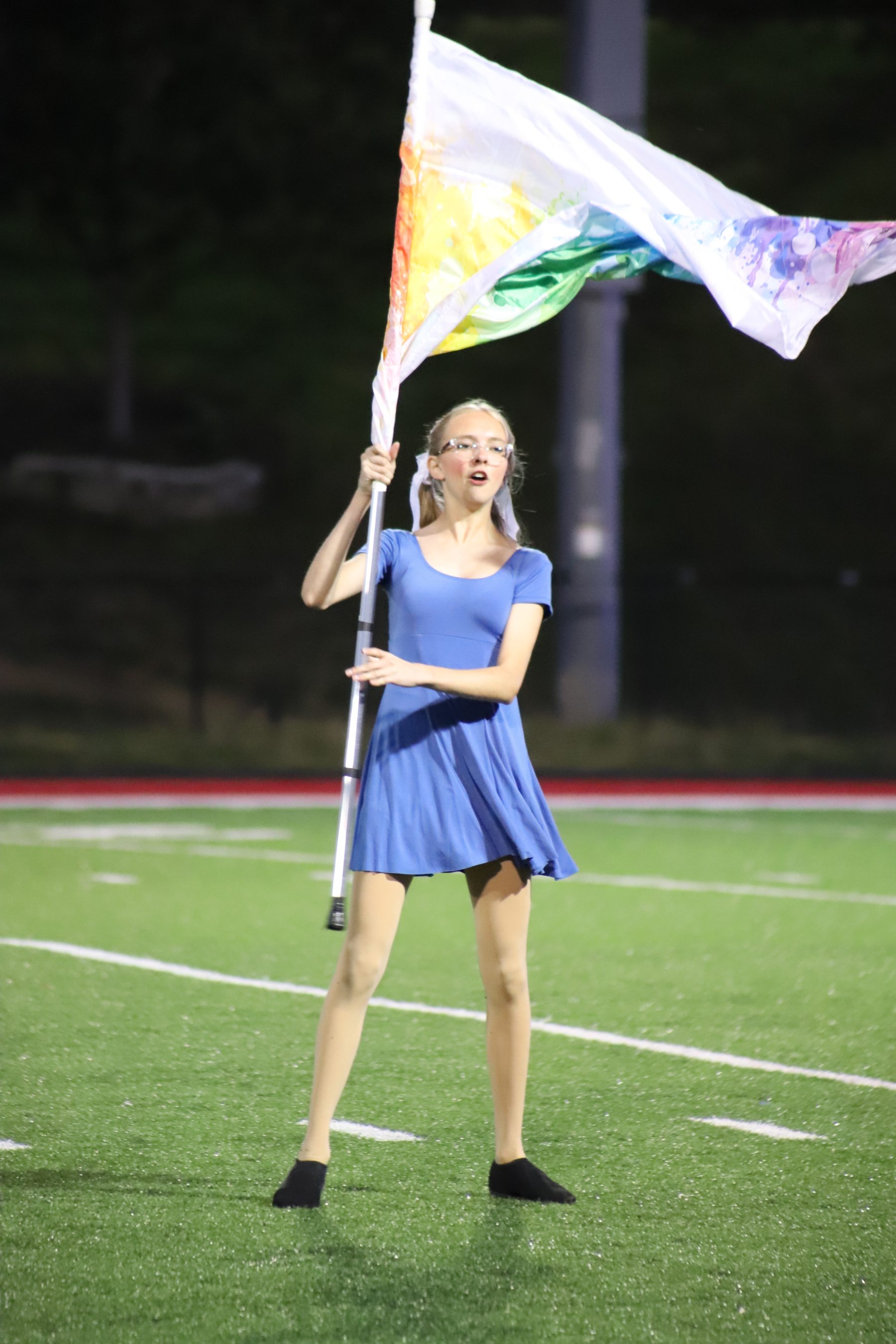 Conner High School color guard performer at the 2025 Festival of Bands